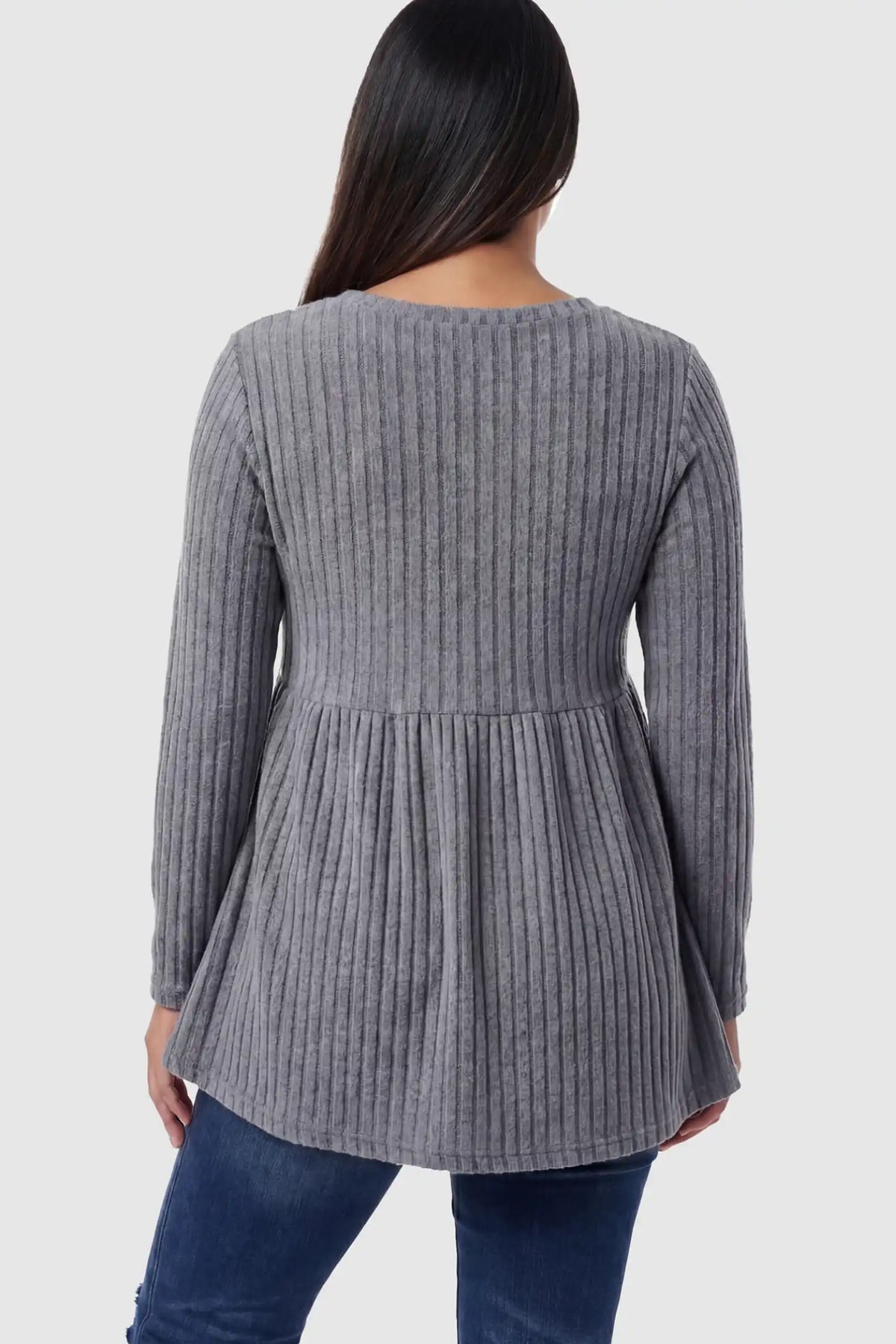 Ribbed Knit Long Sleeve Maternity Top with Empire Waist