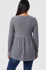 Ribbed Knit Long Sleeve Maternity Top with Empire Waist