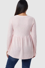 Ribbed Knit Long Sleeve Maternity Top with Empire Waist