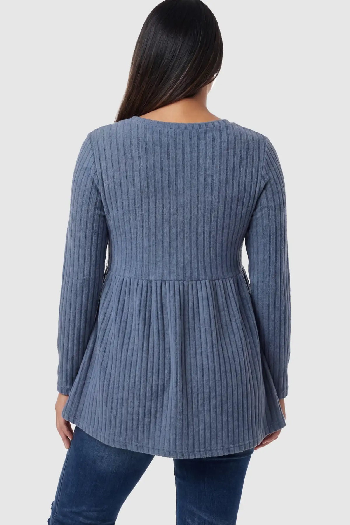 Ribbed Knit Long Sleeve Maternity Top with Empire Waist