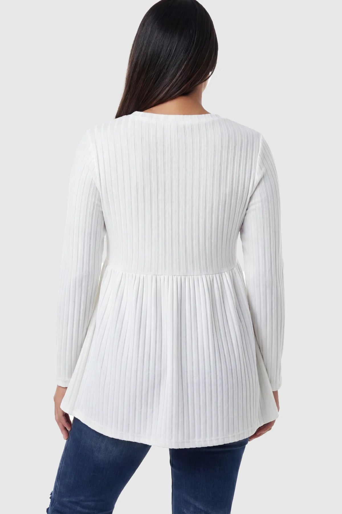 Ribbed Knit Long Sleeve Maternity Top with Empire Waist
