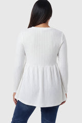 Ribbed Knit Long Sleeve Maternity Top with Empire Waist