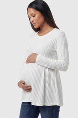 Ribbed Knit Long Sleeve Maternity Top with Empire Waist