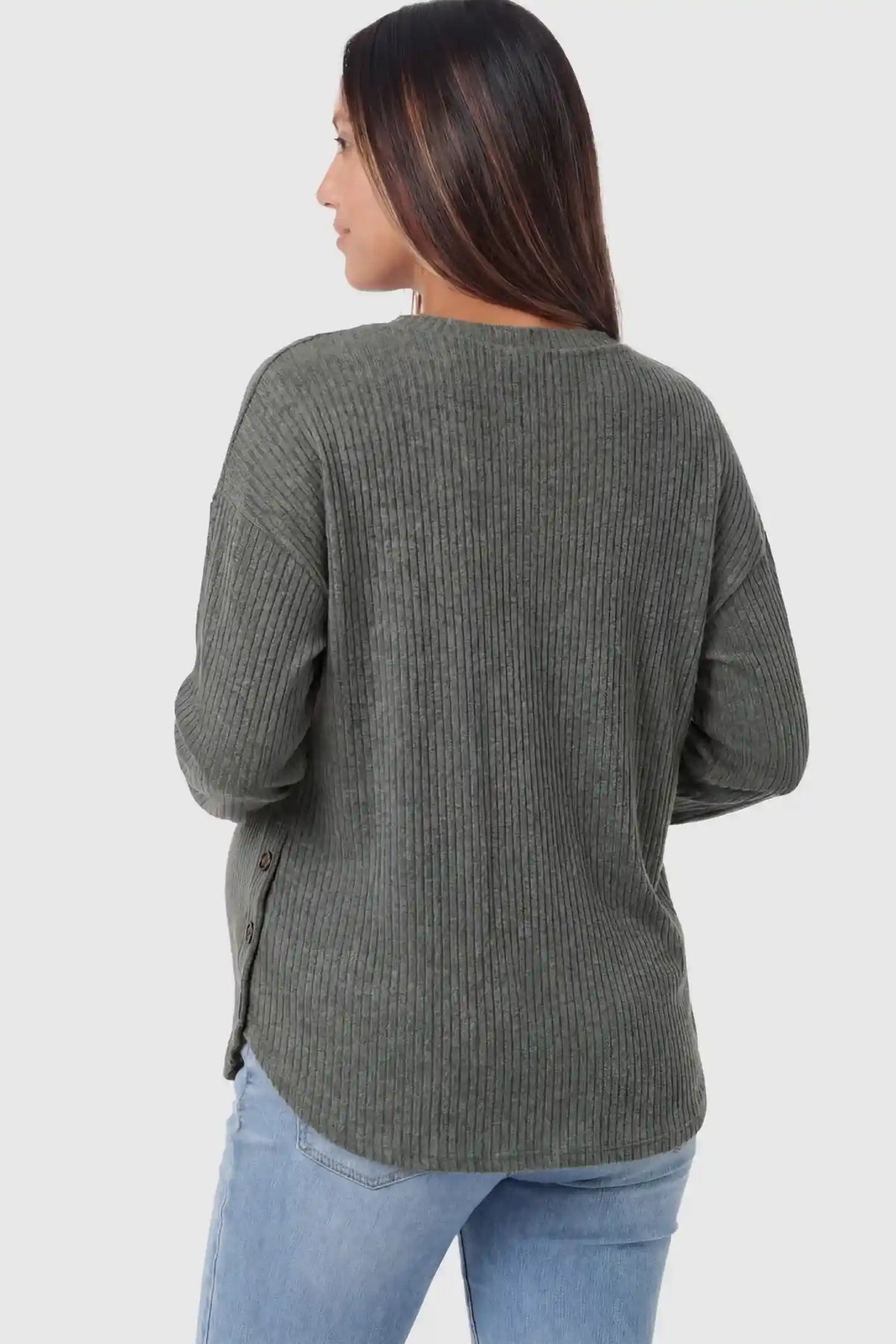 Haven Ribbed Knit Maternity & Nursing Top with Side Buttons