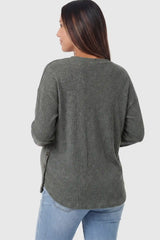 Haven Ribbed Knit Maternity & Nursing Top with Side Buttons