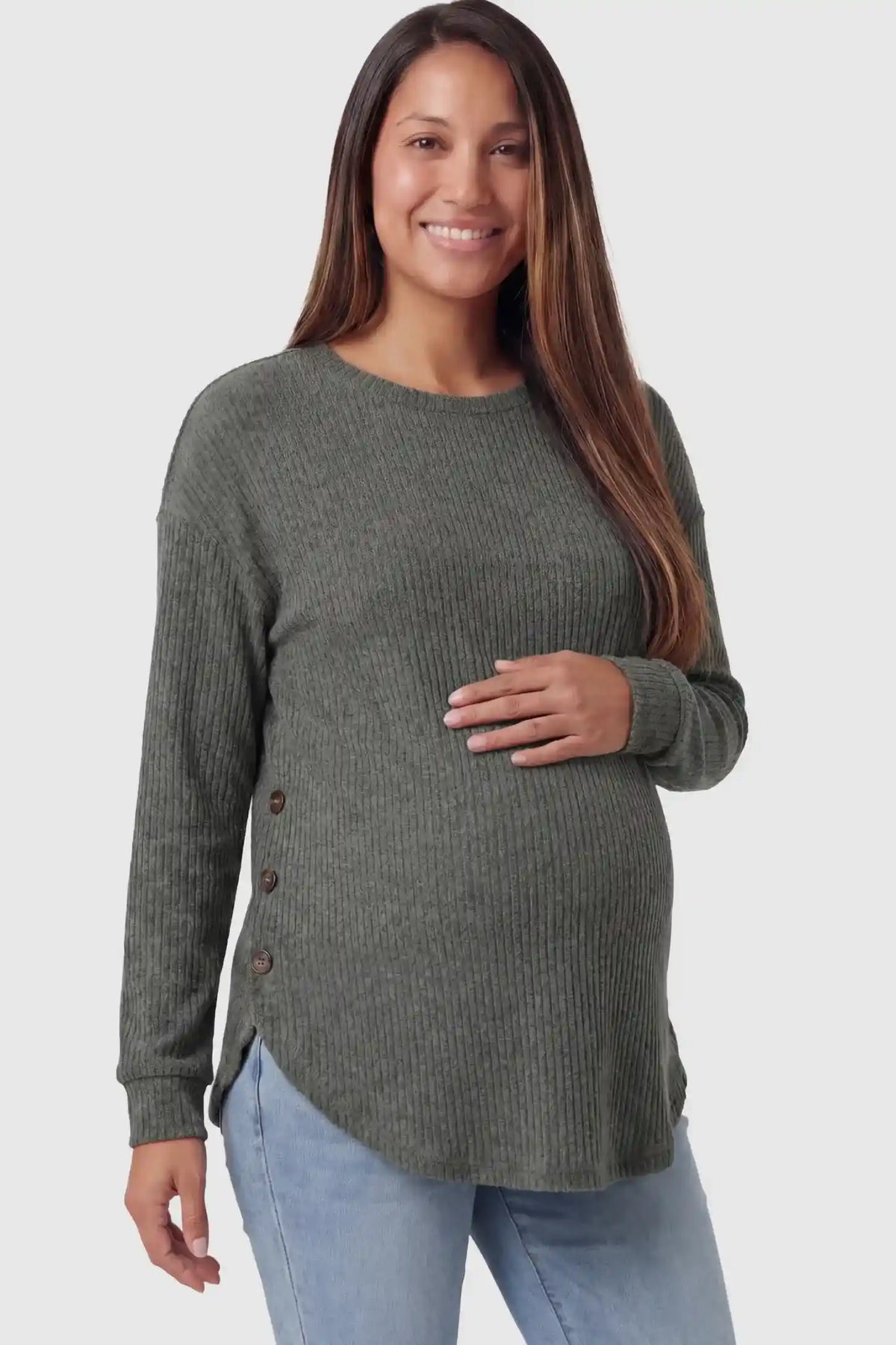 Haven Ribbed Knit Maternity & Nursing Top with Side Buttons