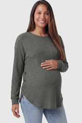 Haven Ribbed Knit Maternity & Nursing Top with Side Buttons