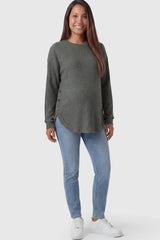Haven Ribbed Knit Maternity & Nursing Top with Side Buttons