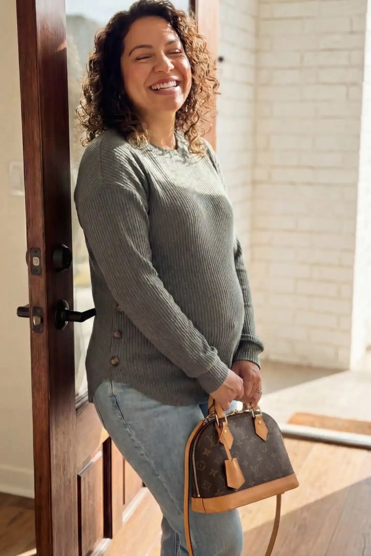 Haven Ribbed Knit Maternity & Nursing Top with Side Buttons