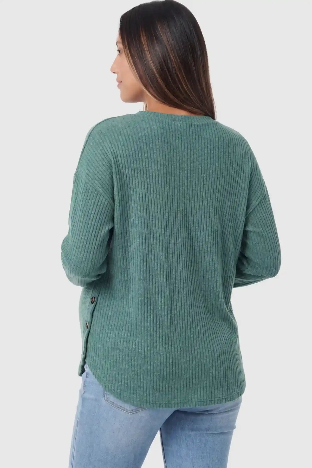 Haven Ribbed Knit Maternity & Nursing Top with Side Buttons
