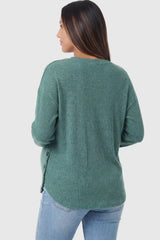 Haven Ribbed Knit Maternity & Nursing Top with Side Buttons