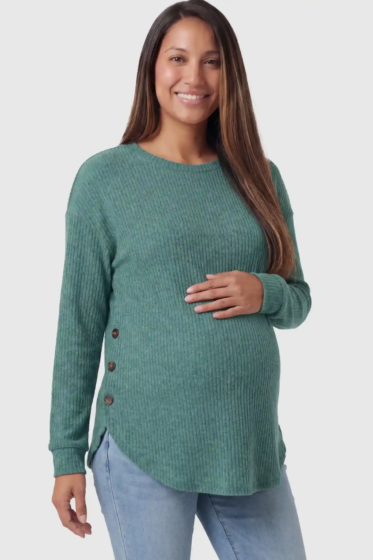 Haven Ribbed Knit Maternity & Nursing Top with Side Buttons