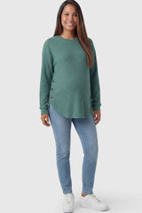 Haven Ribbed Knit Maternity & Nursing Top with Side Buttons