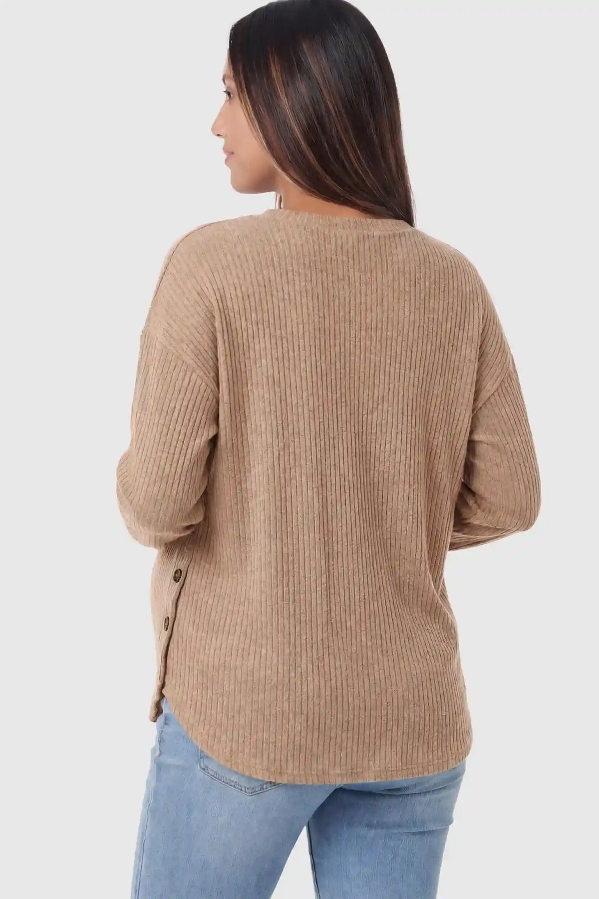 Haven Ribbed Knit Maternity & Nursing Top with Side Buttons