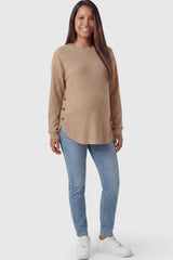 Haven Ribbed Knit Maternity & Nursing Top with Side Buttons