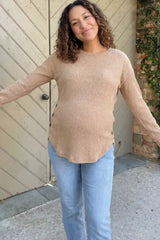 Haven Ribbed Knit Maternity & Nursing Top with Side Buttons
