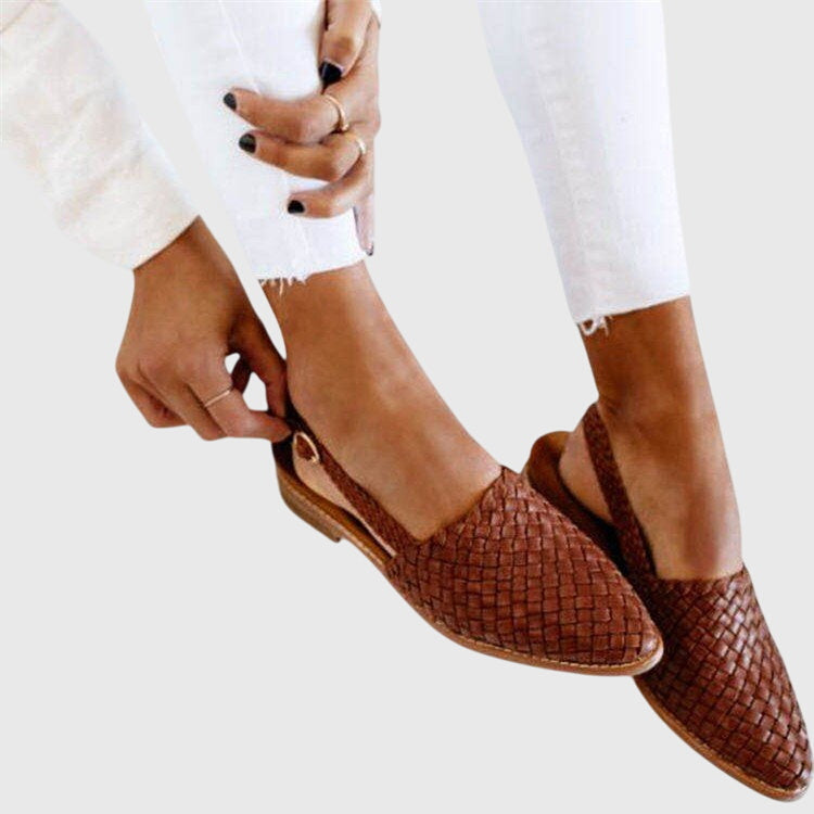 Woven Orthopedic Slingback Flats with Adjustable Strap for Women