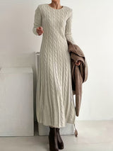 Hampstead Women's Cable Knit Long Sleeve Maxi Dress