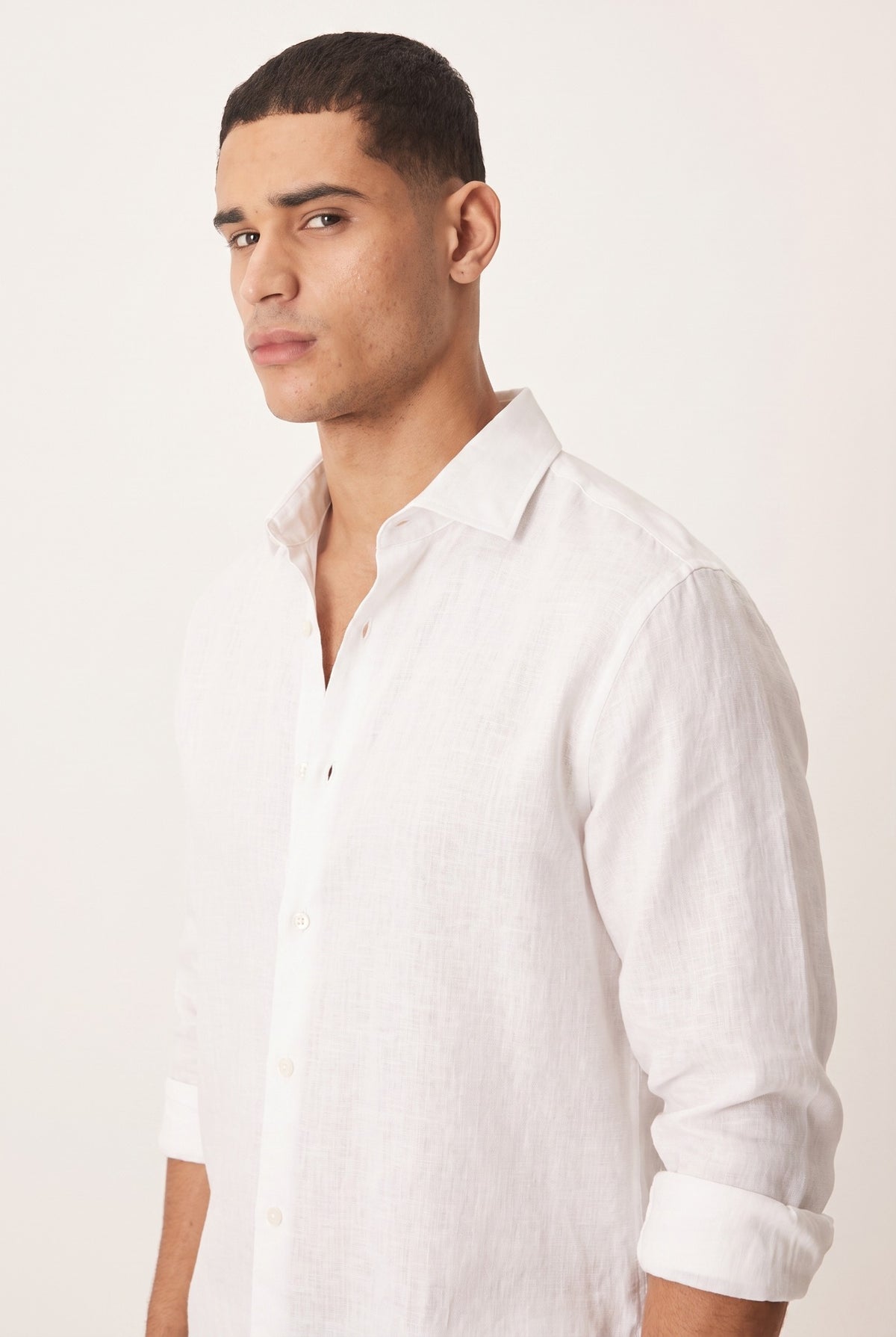 Ethan | Sculpted Stylish White Linen Shirt