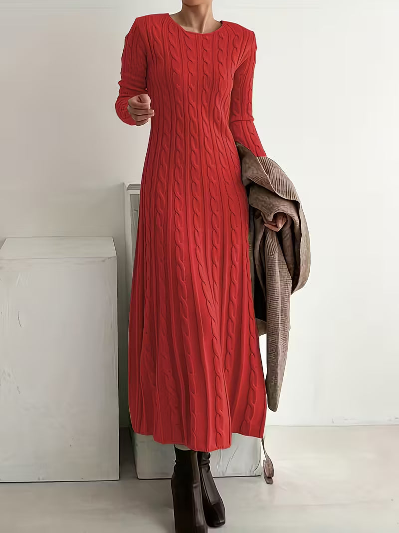 Hampstead Women's Cable Knit Long Sleeve Maxi Dress