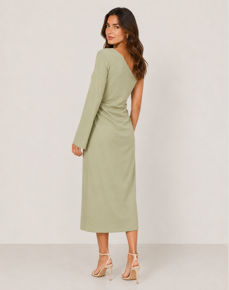 Soho One-Shoulder Long Sleeve Maxi Dress