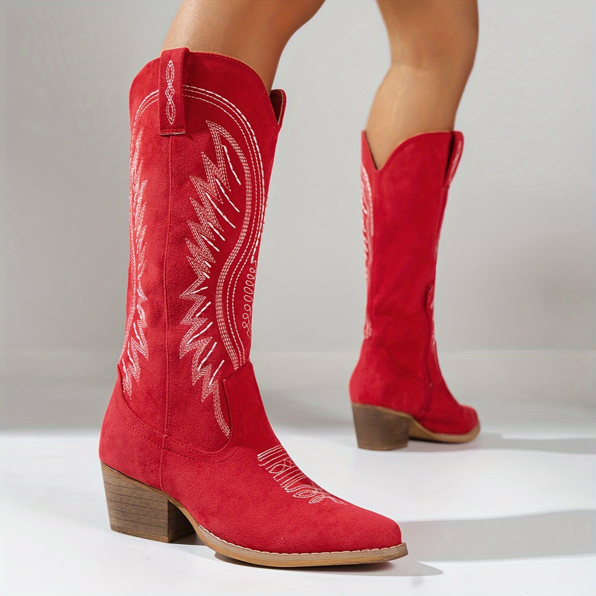 Seville Embroidered Western Cowboy Boots with Block Heel