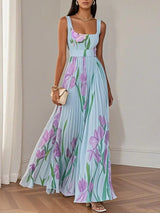 Valencia Pleated Floral Maxi Dress for Women