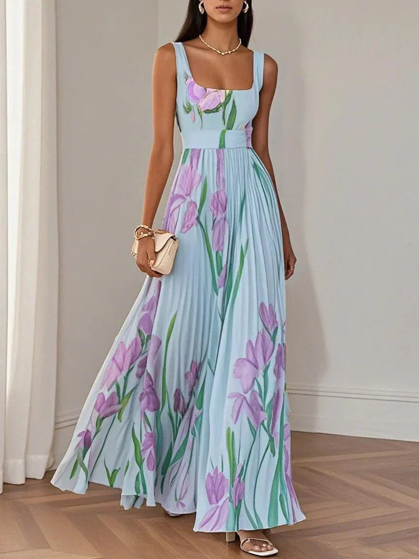 Valencia Pleated Floral Maxi Dress for Women