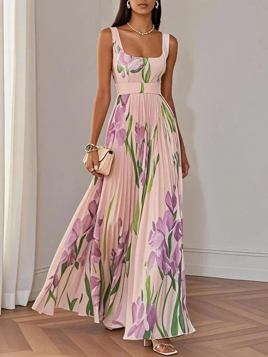 Valencia Pleated Floral Maxi Dress for Women
