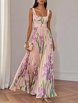 Valencia Pleated Floral Maxi Dress for Women