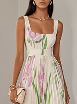Valencia Pleated Floral Maxi Dress for Women