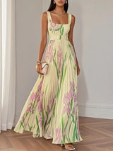 Valencia Pleated Floral Maxi Dress for Women