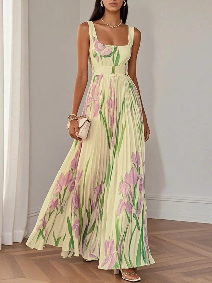 Valencia Pleated Floral Maxi Dress for Women