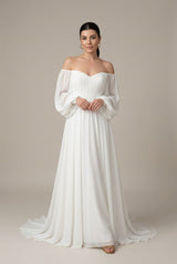 Cascais Off-Shoulder Puff Sleeve Bridal Maxi Dress