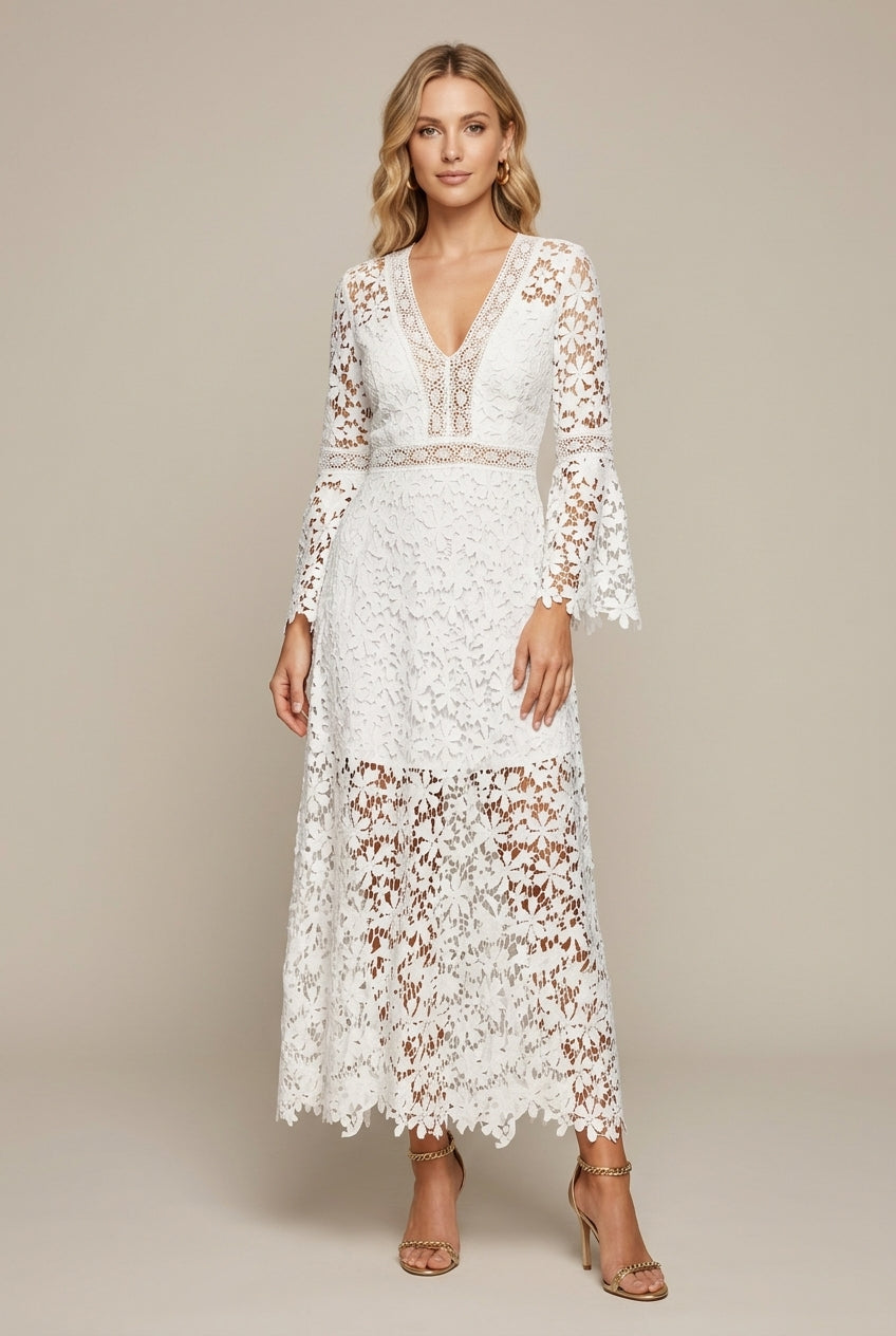 Lisbon Bay Guipure Lace V-Neck Sheath Dress