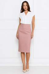 Emma Pink high-waisted midi pencil skirt front hero