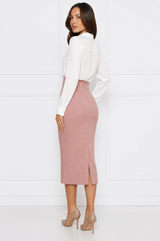 Emma Pink high-waisted midi pencil skirt rear three-quarter