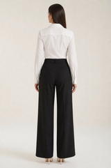 Mia Black high-rise wide-leg trousers back view