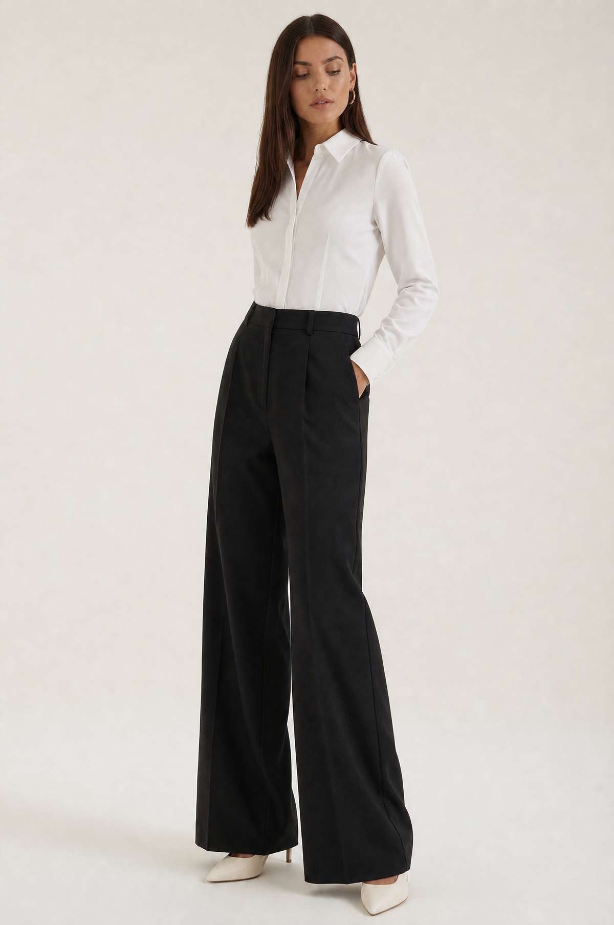 Mia Black high-rise wide-leg trousers side three-quarter