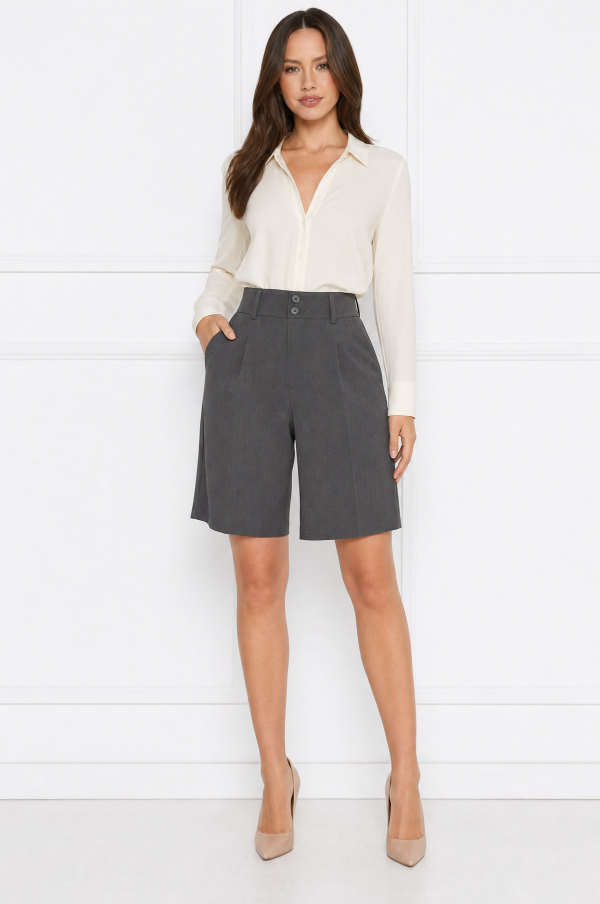 Mia chic high waist button shorts – product photo 7