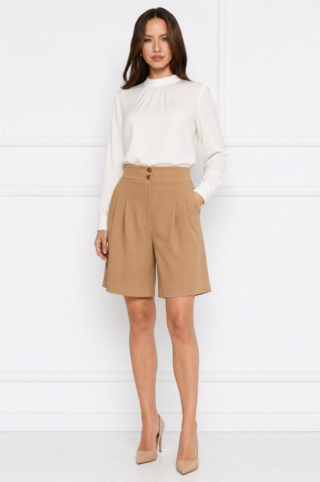 Mia chic high waist button shorts – product photo 1
