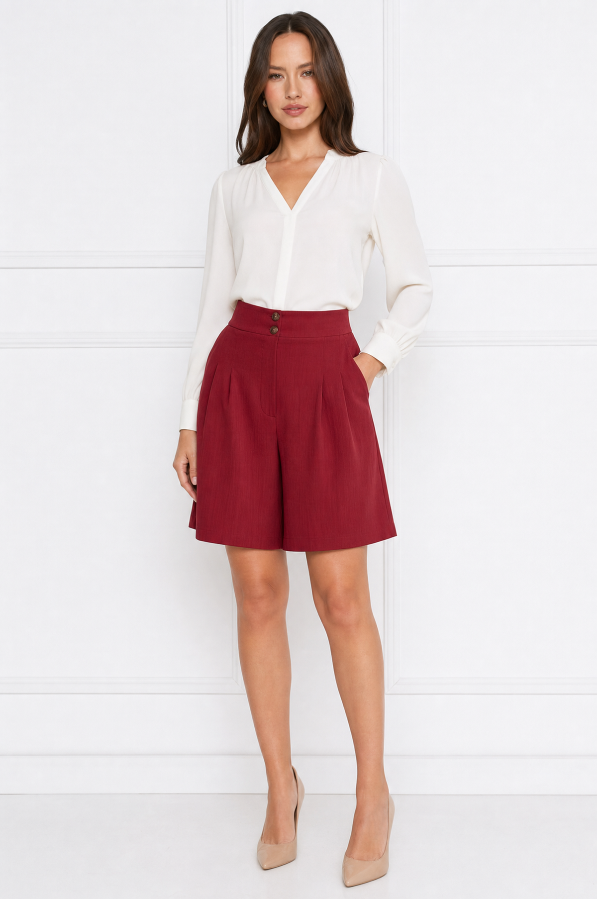 Mia | Chic High Waist Button Shorts