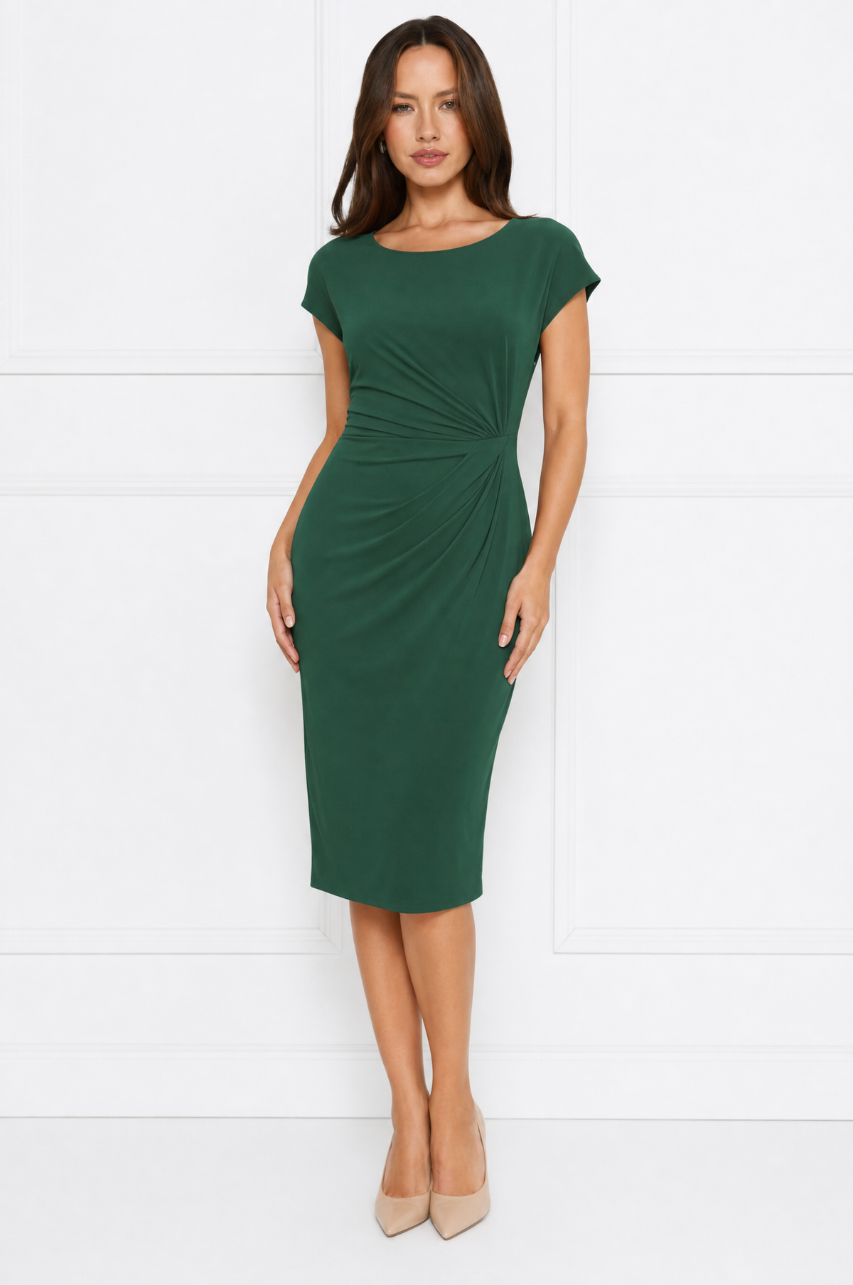 Mia elegant ruched waist midi dress – product photo 8