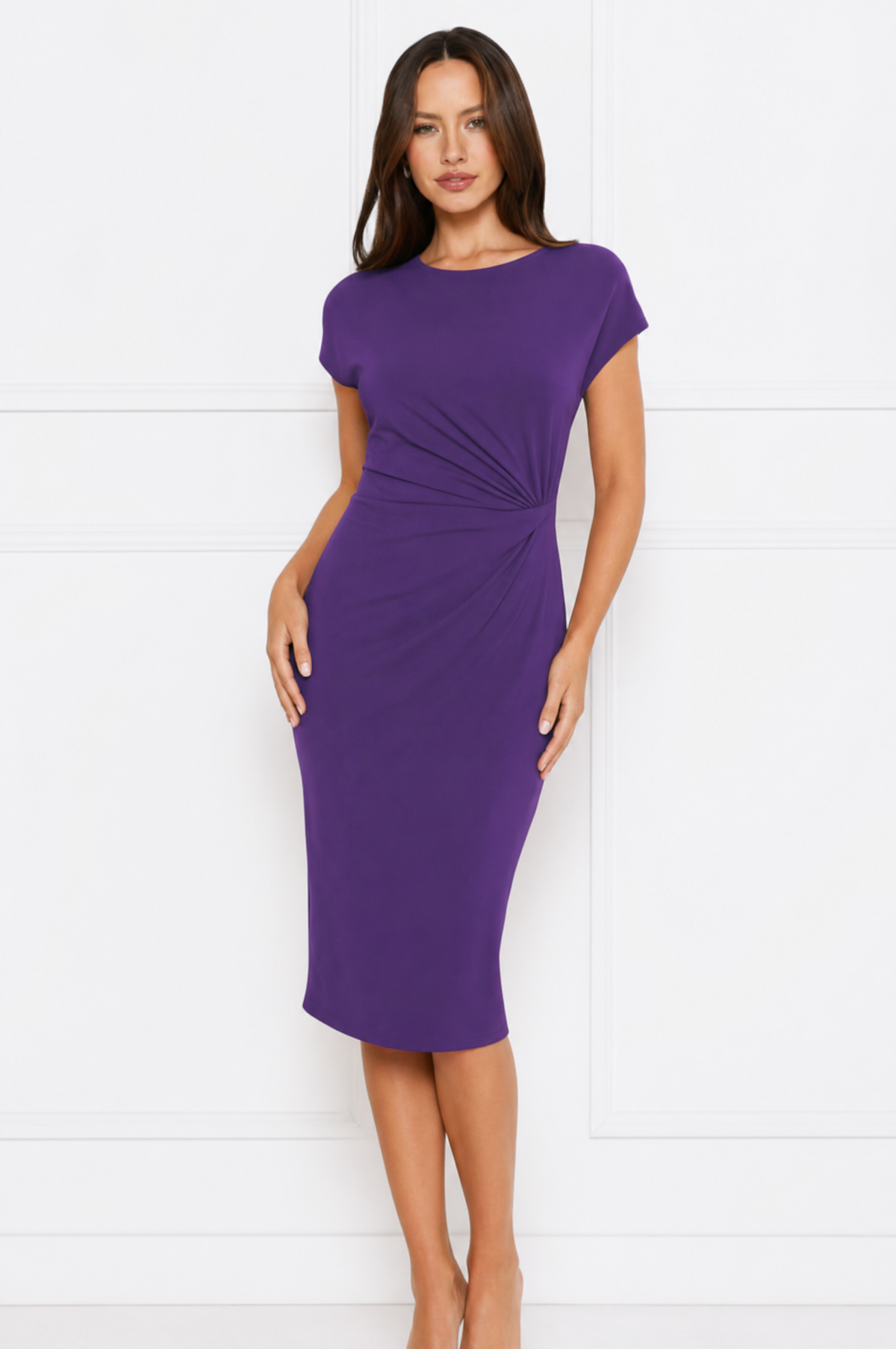 Mia elegant ruched waist midi dress – product photo 10