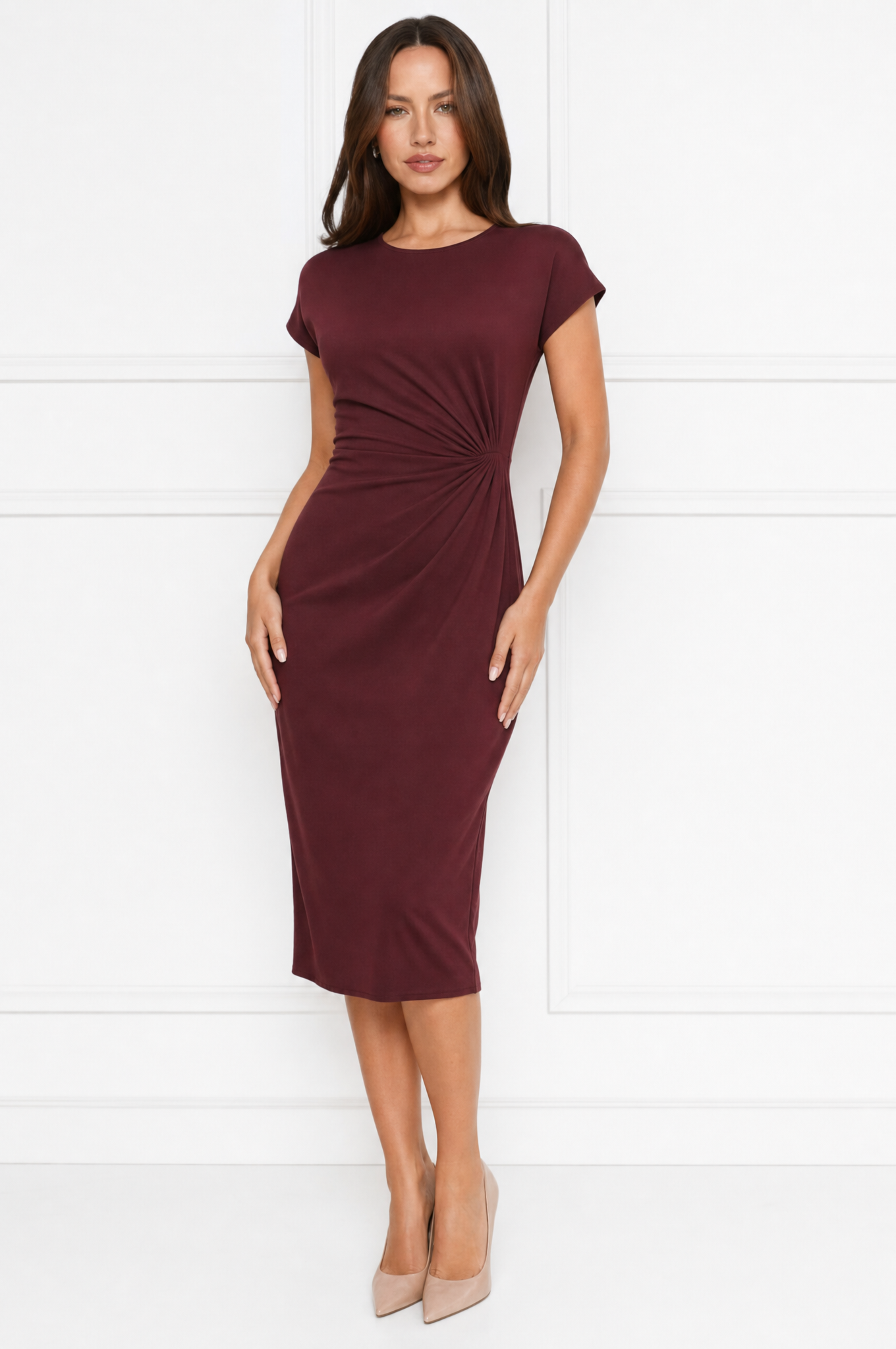 Mia elegant ruched waist midi dress – product photo 11