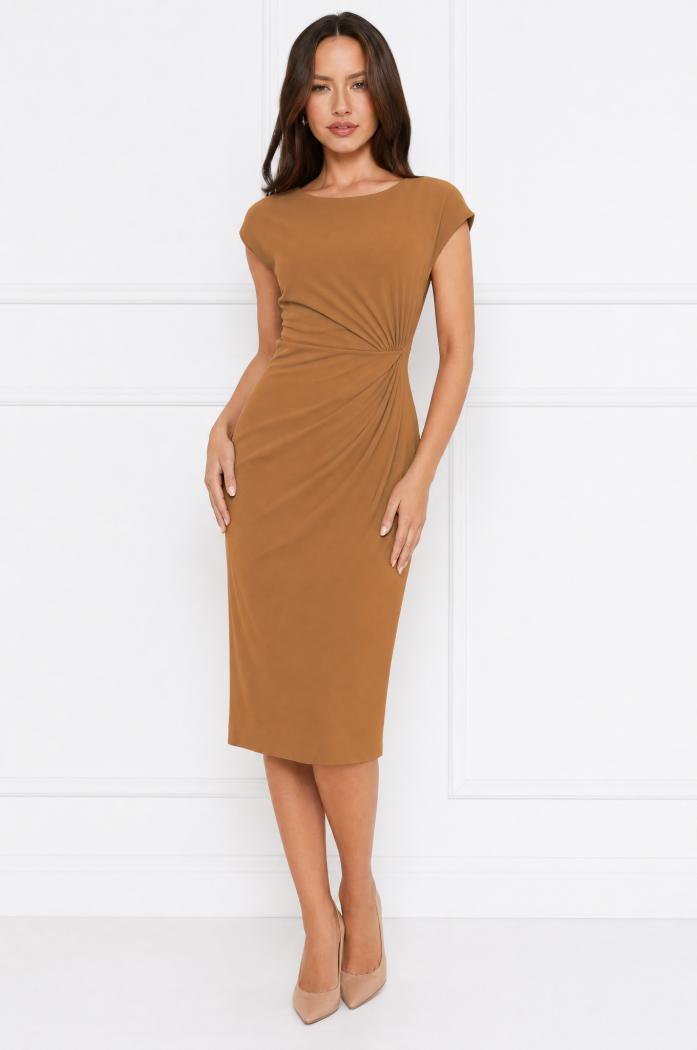 Mia elegant ruched waist midi dress – product photo 7