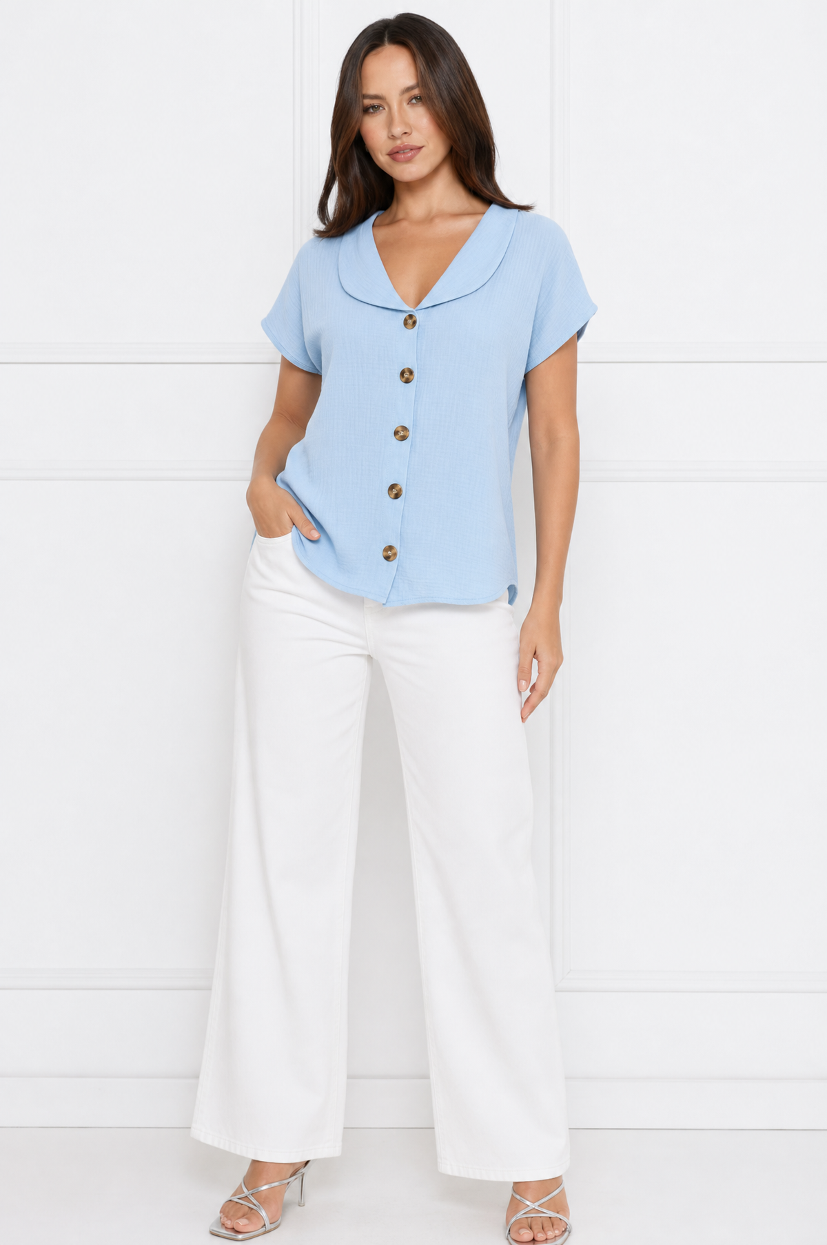 Mia elegant lightweight blouse with classic collar – product photo 5