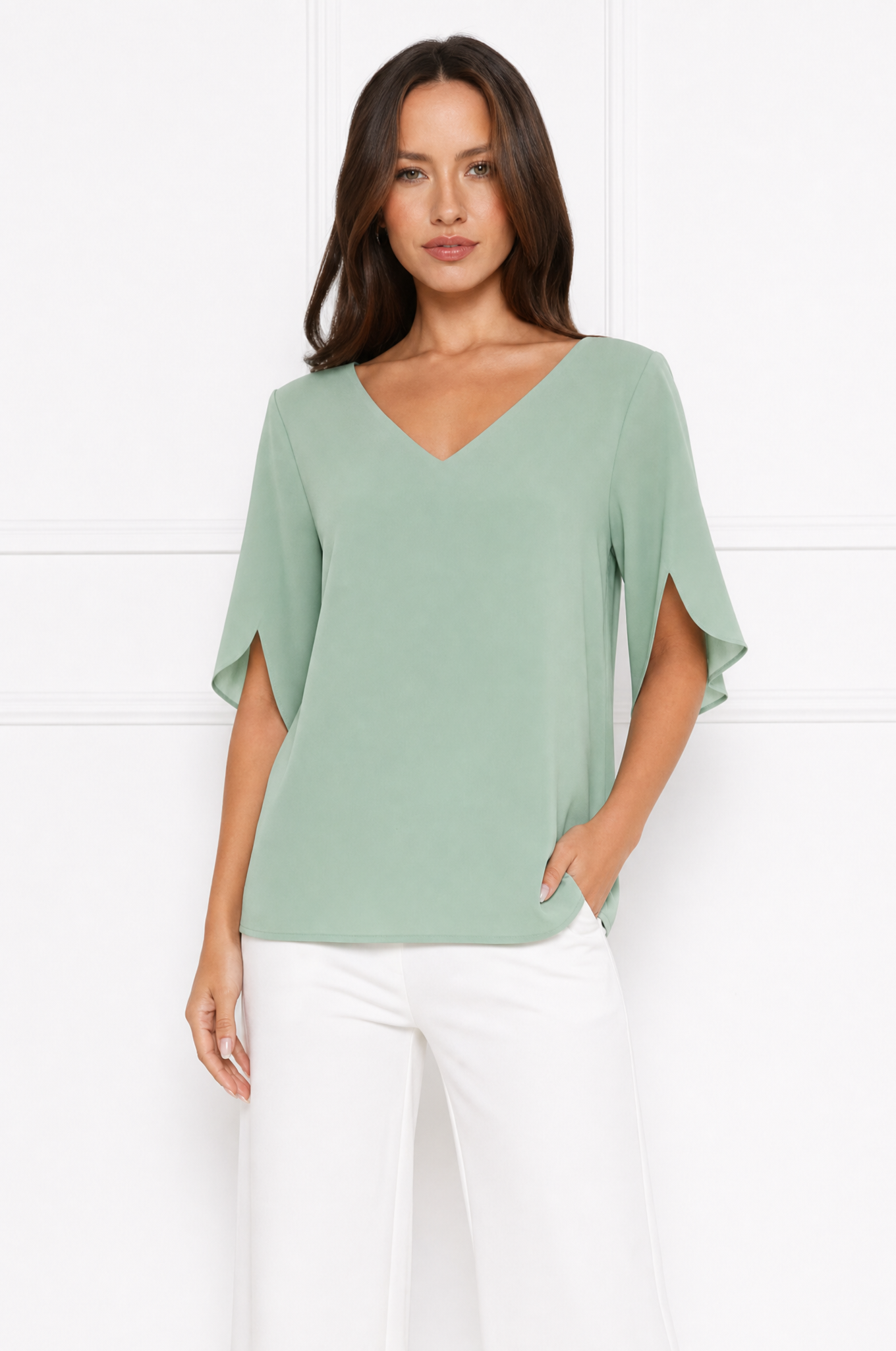Mia chic white blouse with short sleeves – product photo 8
