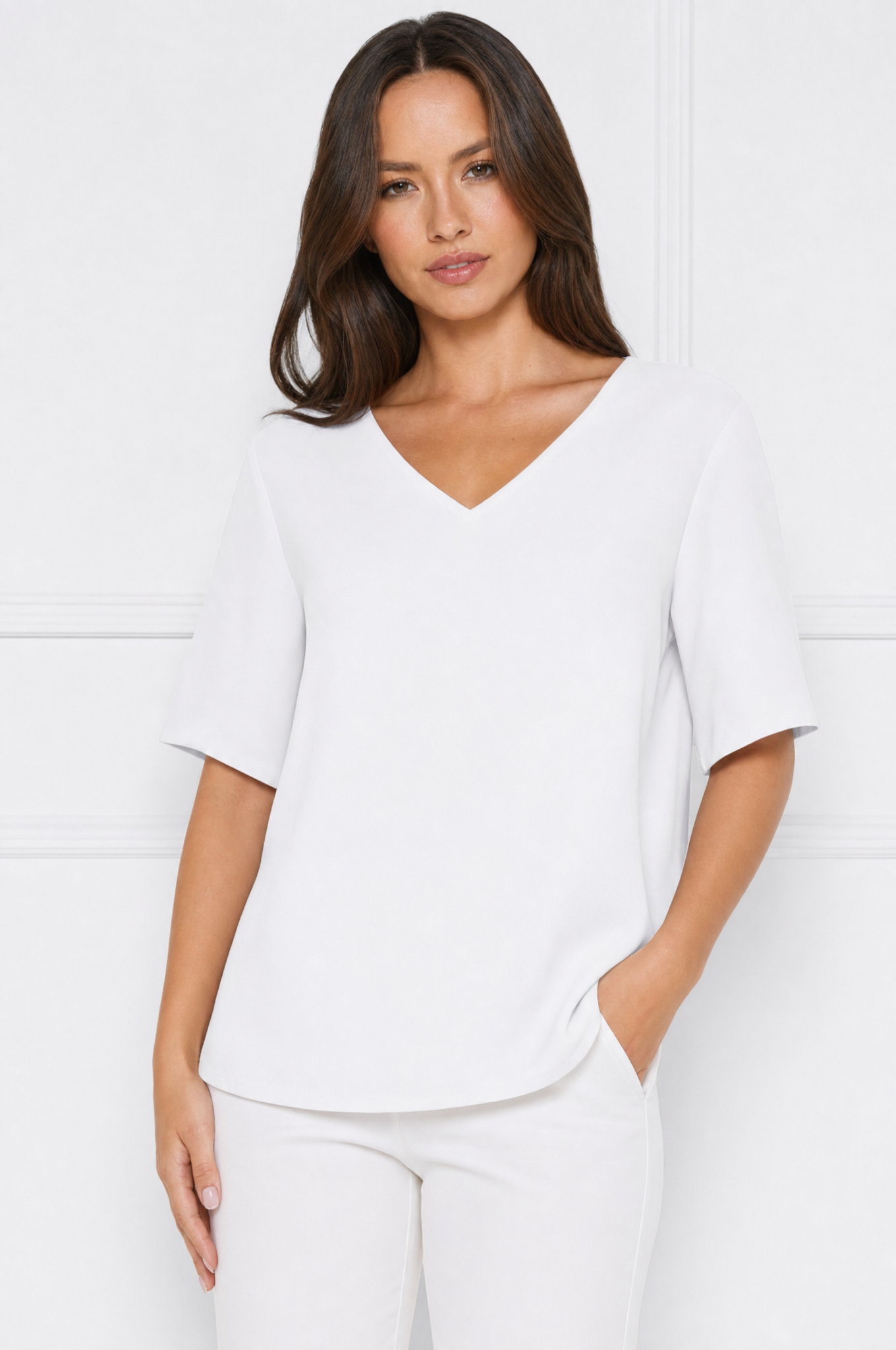 Mia chic white blouse with short sleeves – product photo 5