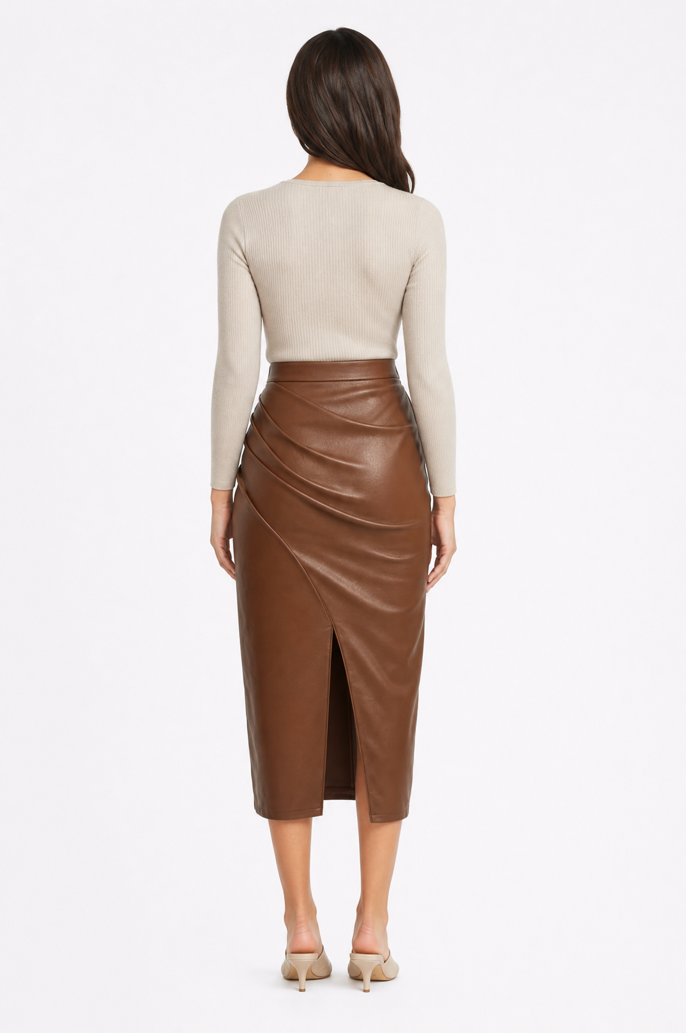 Sophia elegant split-front pleated midi skirt – product photo 3